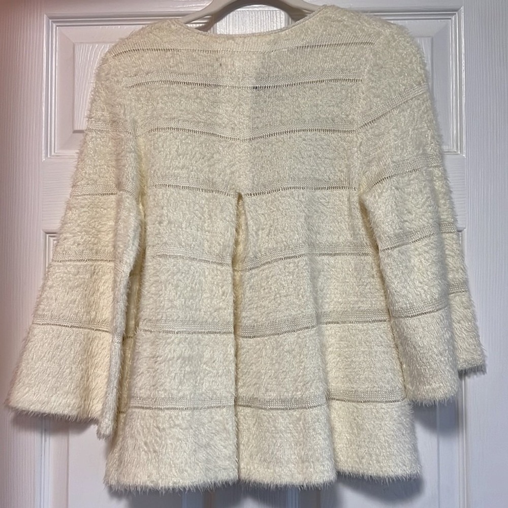 Lauren Michelle Petite Cream Eyelash Knit Cardigan‎ Sweater Bell Sleeve PM NWT - Picture 7 of 9
